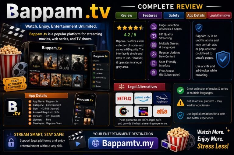 Bappam .tv: Review, Features, Safety, App Details, and Legal Alternatives